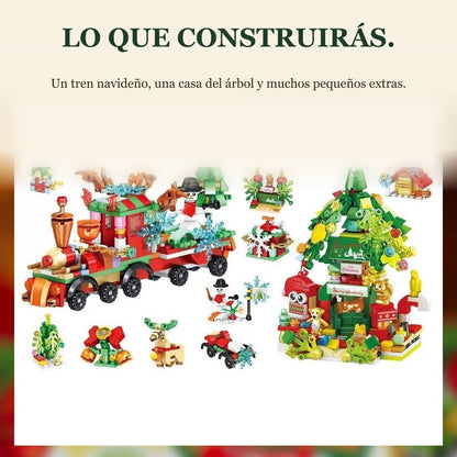 Calendario de Adviento Tren de Navidad y Casa del Árbol, 699 Piezas de Bloques