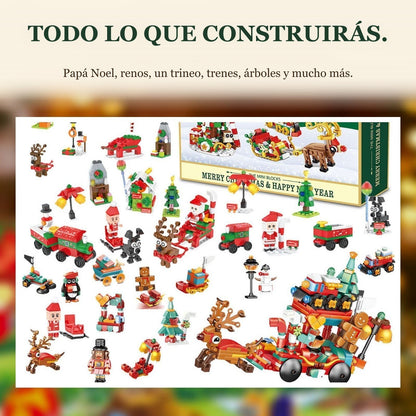 Calendario de Adviento Trineo de Papá Noel en Minibloques, Pueblo Navideño