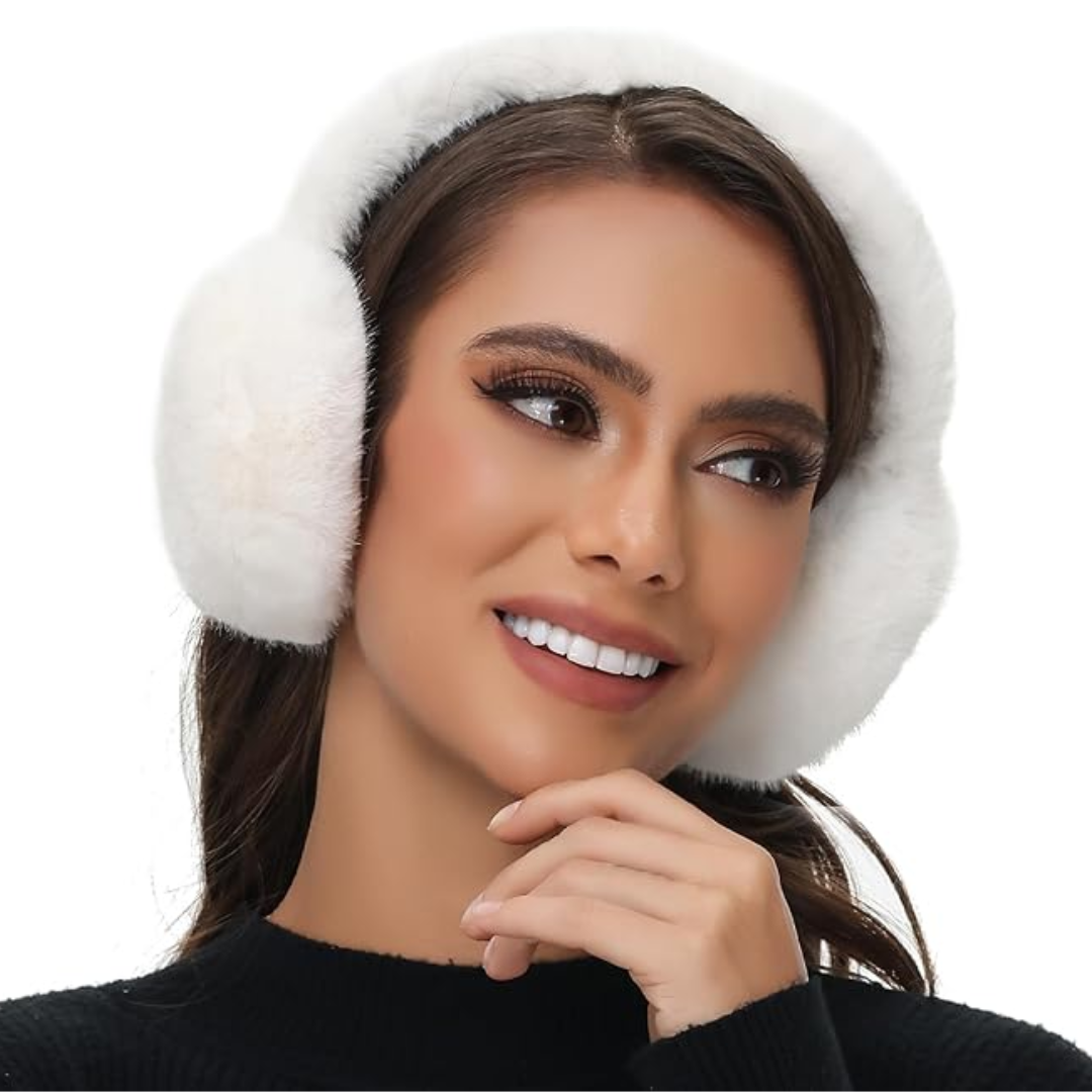 Calentadores de Oídos de Piel Sintética Plegables y Esponjosos para Invierno - FauxSnugs