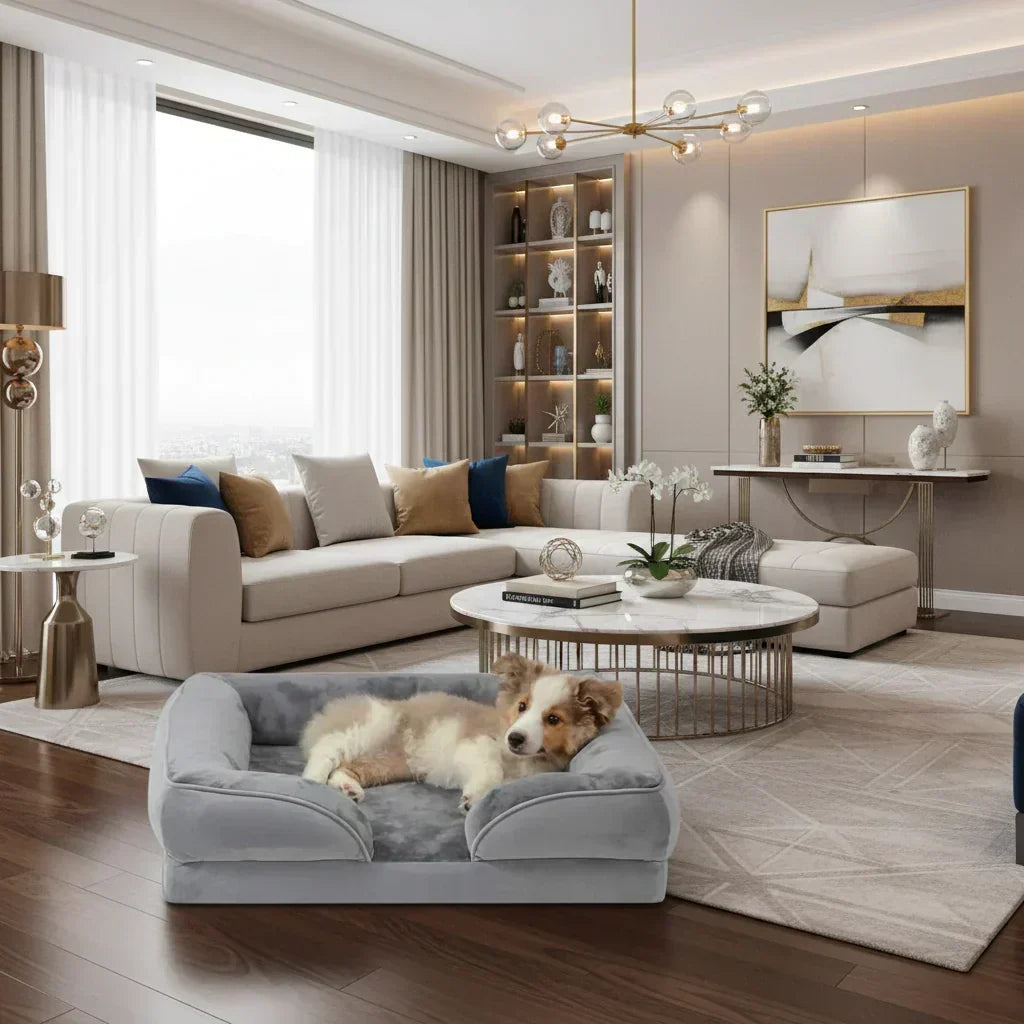 Cama ortopédica para perros para alivio articular con funda de terciopelo desenfundable