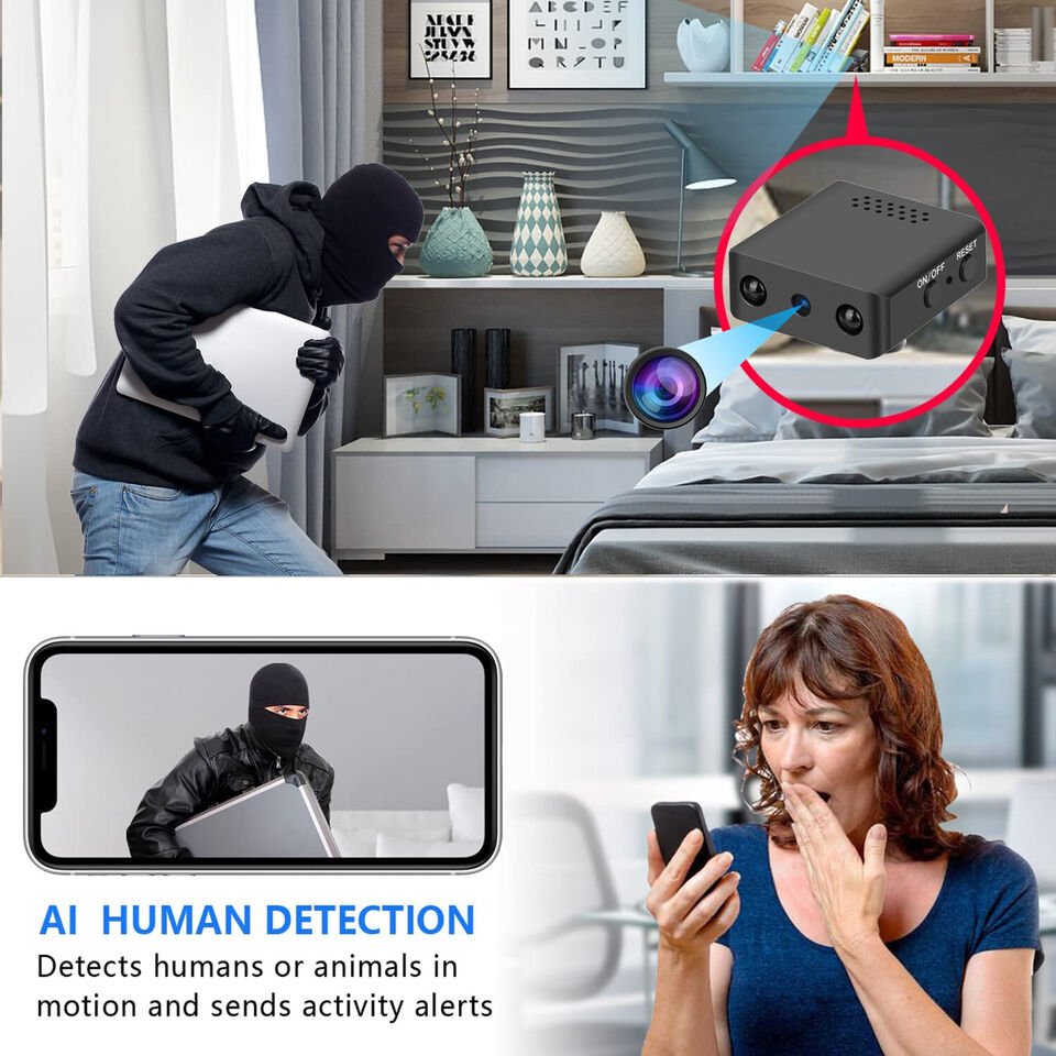 Cámara micro HD WiFi compacta con audio y visión nocturna