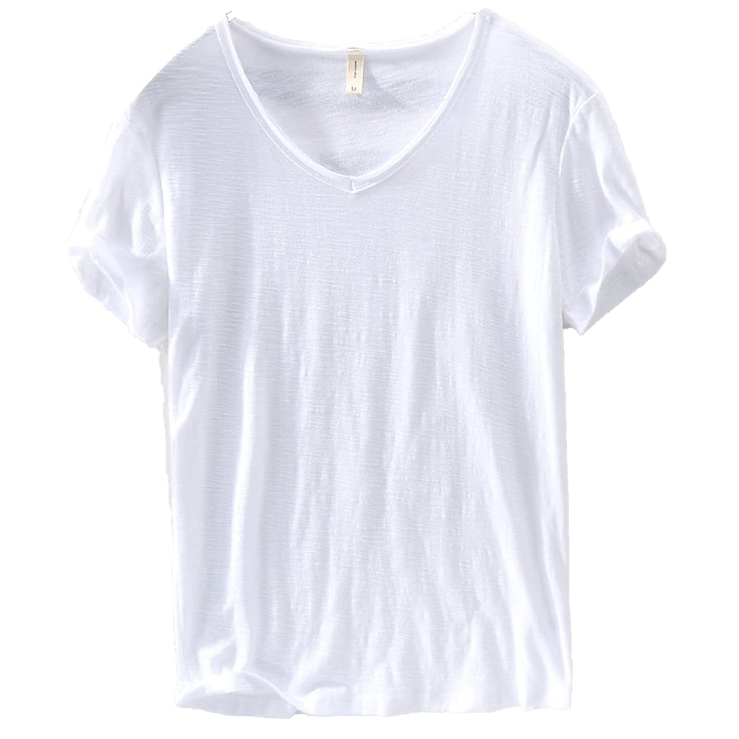 Camisa de Lino y Algodón de Cuello en V para Hombre