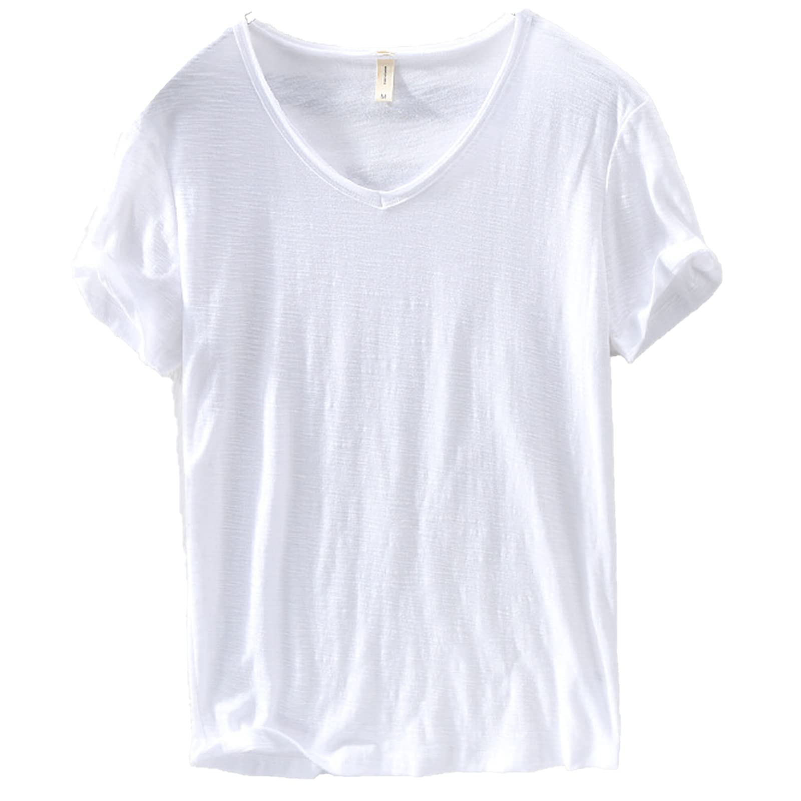 Camisa de Lino y Algodón de Cuello en V para Hombre