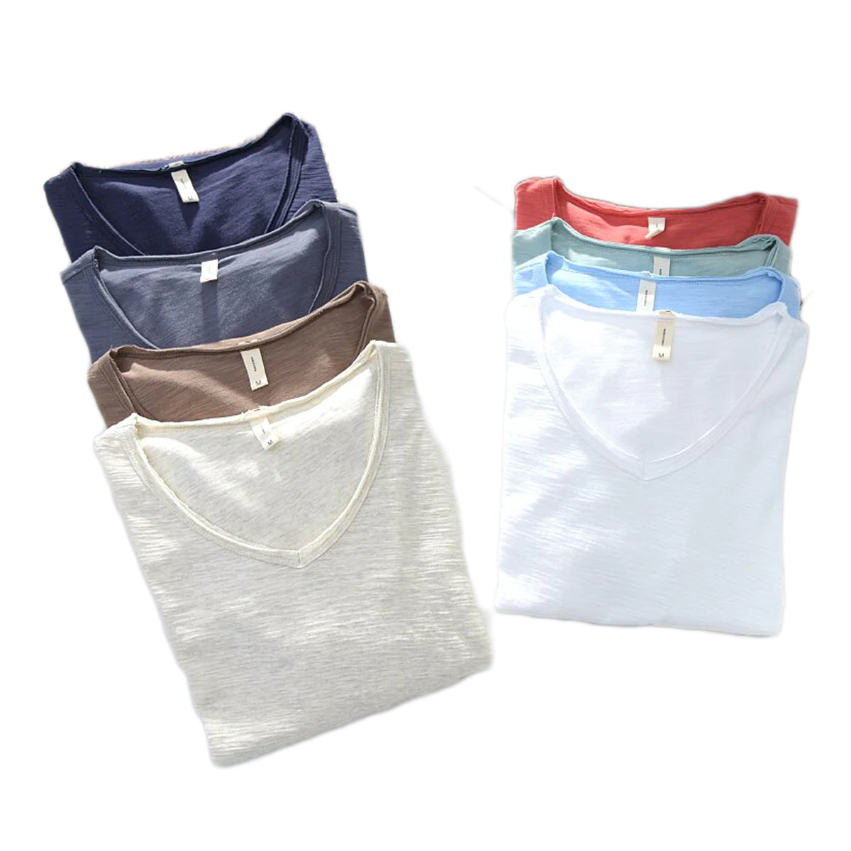 Camisa de Lino y Algodón de Cuello en V para Hombre