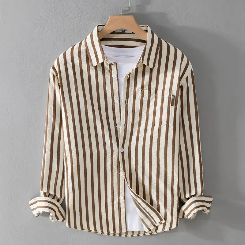 Camisa de rayas de manga larga para hombre