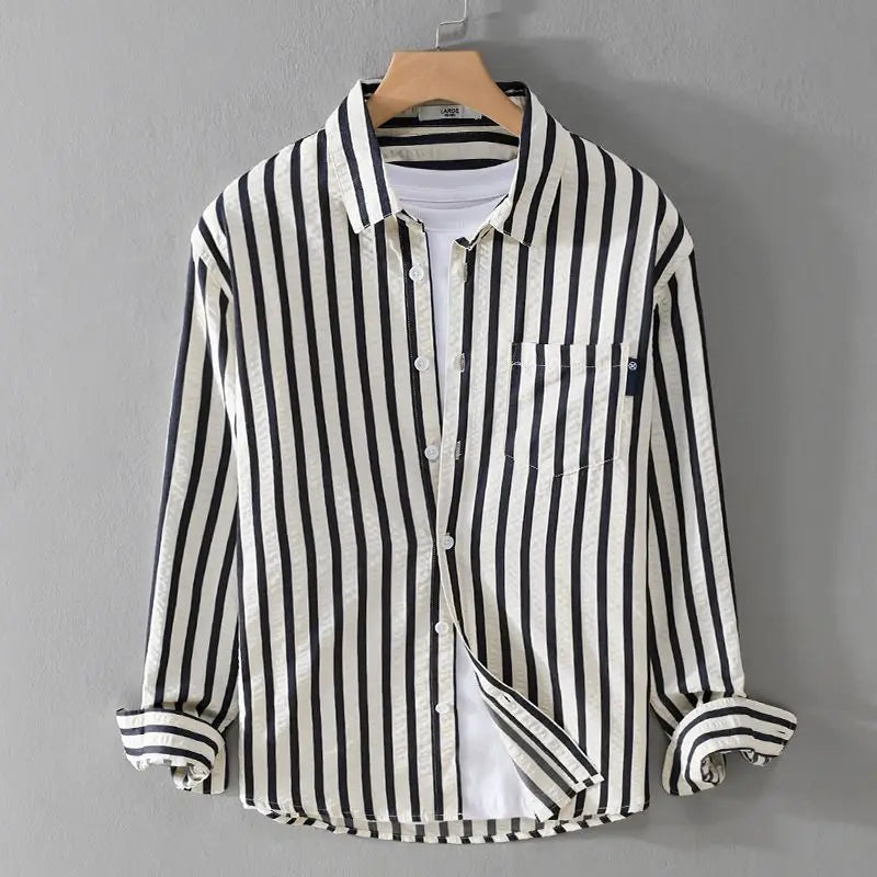 Camisa de rayas de manga larga para hombre