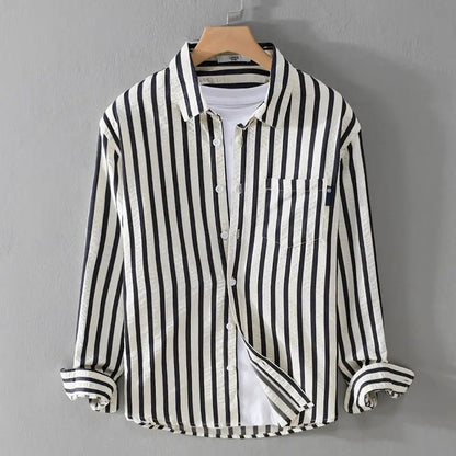 Camisa de rayas de manga larga para hombre