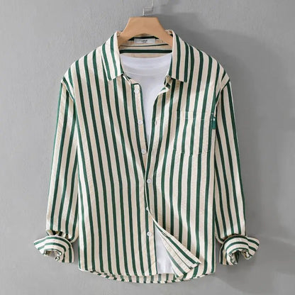 Camisa de rayas de manga larga para hombre