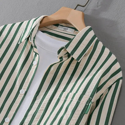 Camisa de rayas de manga larga para hombre