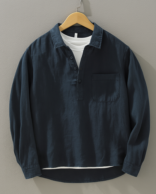 Camisa popover de corte holgado para hombre - Estilo casual y sin esfuerzo