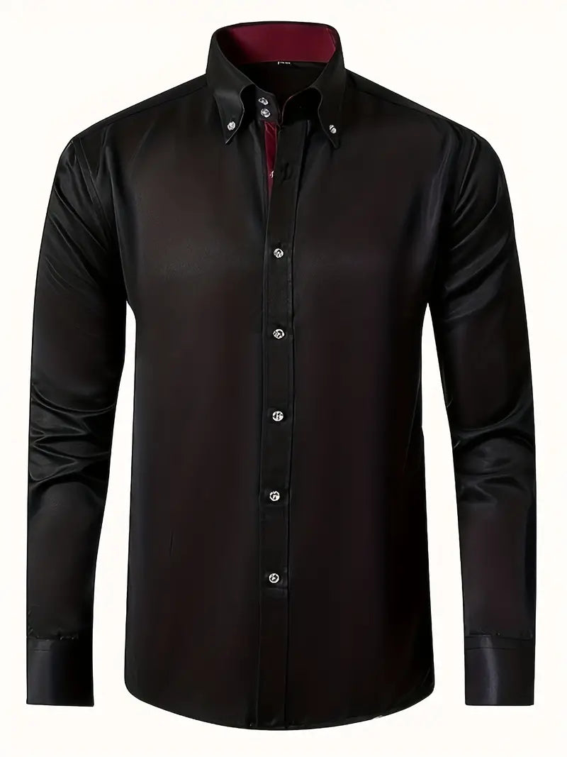 Camisa slim fit con cuello abotonado para hombre