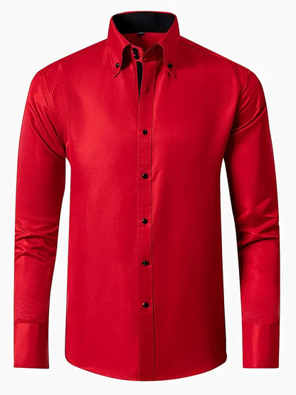 Camisa slim fit con cuello abotonado para hombre
