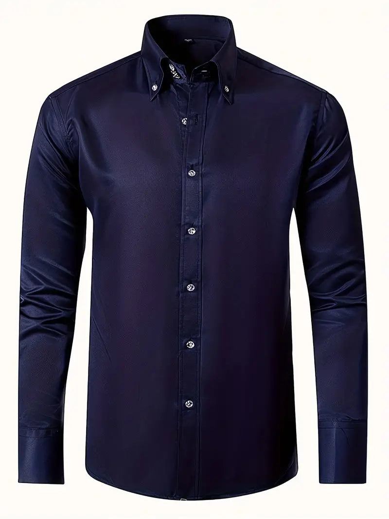 Camisa slim fit con cuello abotonado para hombre