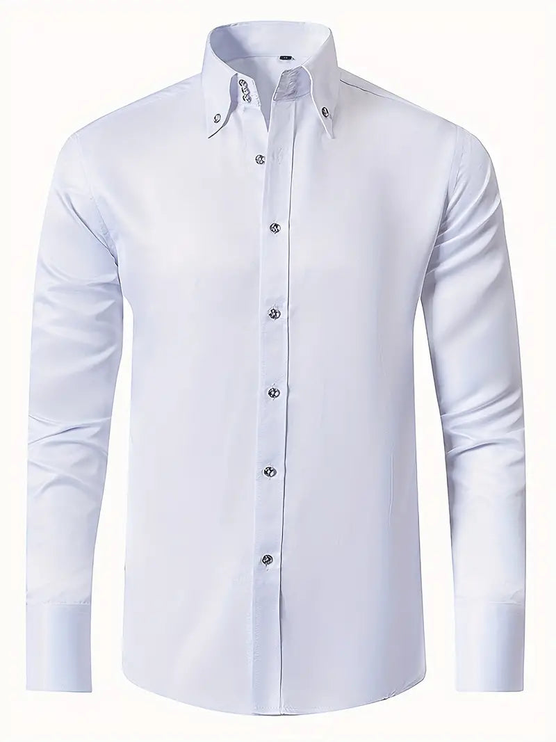 Camisa slim fit con cuello abotonado para hombre