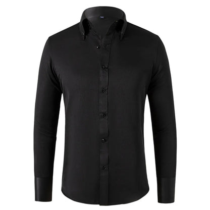 Camisa slim fit con cuello abotonado para hombre