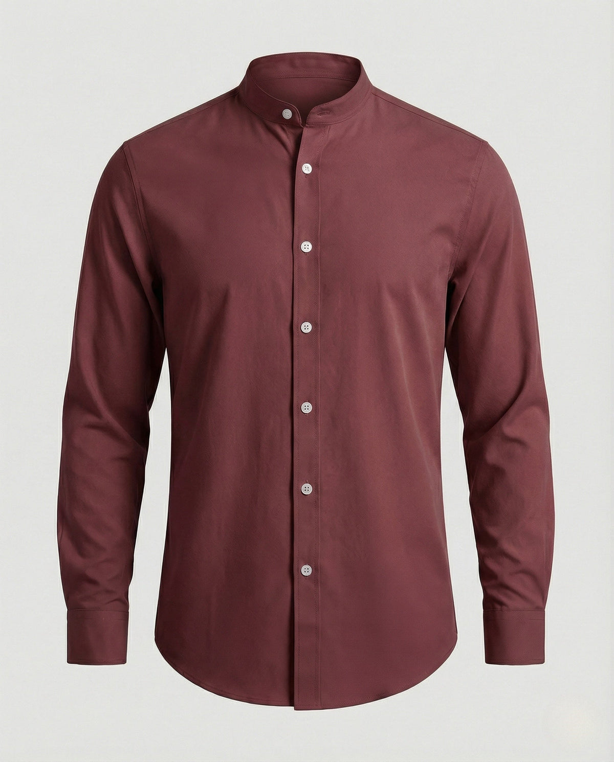 Camisa slim fit con cuello mao para hombre