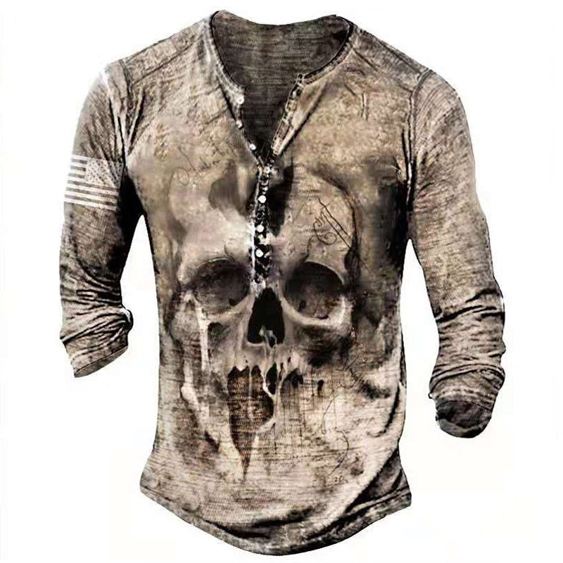 Camiseta de Manga Larga Retro con Calavera