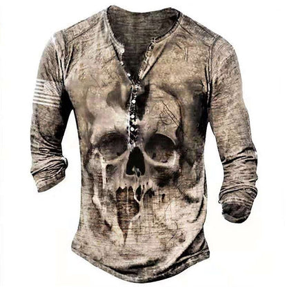 Camiseta de Manga Larga Retro con Calavera
