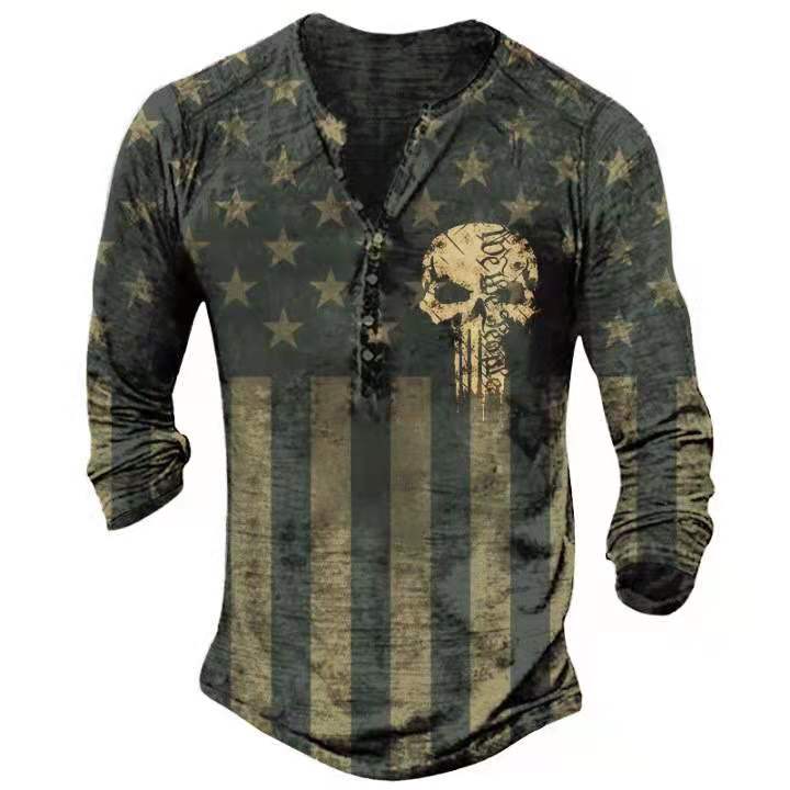 Camiseta de Manga Larga Retro con Calavera