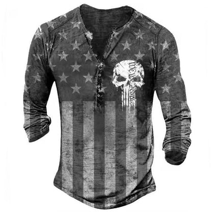 Camiseta de Manga Larga Retro con Calavera