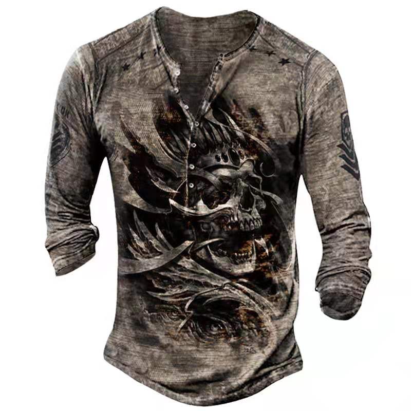 Camiseta de Manga Larga Retro con Calavera