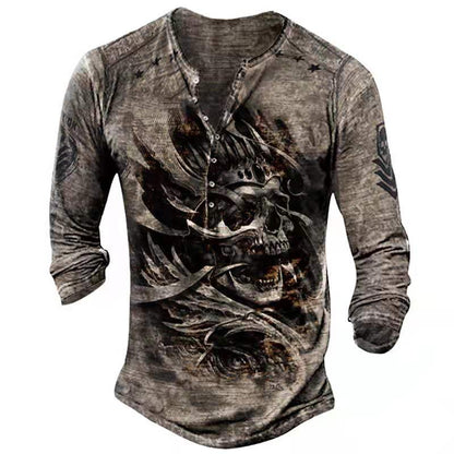 Camiseta de Manga Larga Retro con Calavera