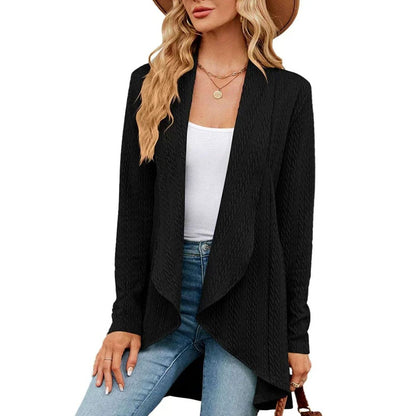 Cárdigan abierto texturizado de manga larga para mujer