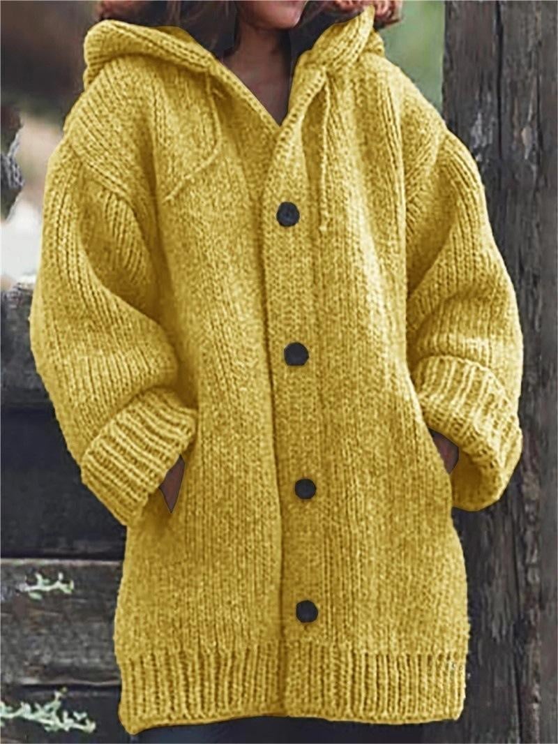 Cárdigan de punto oversize con capucha para mujer