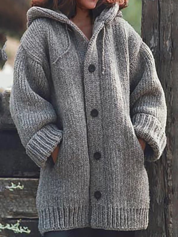 Cárdigan de punto oversize con capucha para mujer