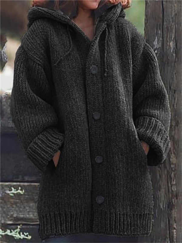 Cárdigan de punto oversize con capucha para mujer