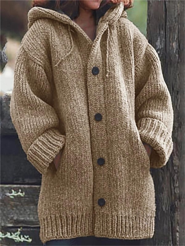 Cárdigan de punto oversize con capucha para mujer