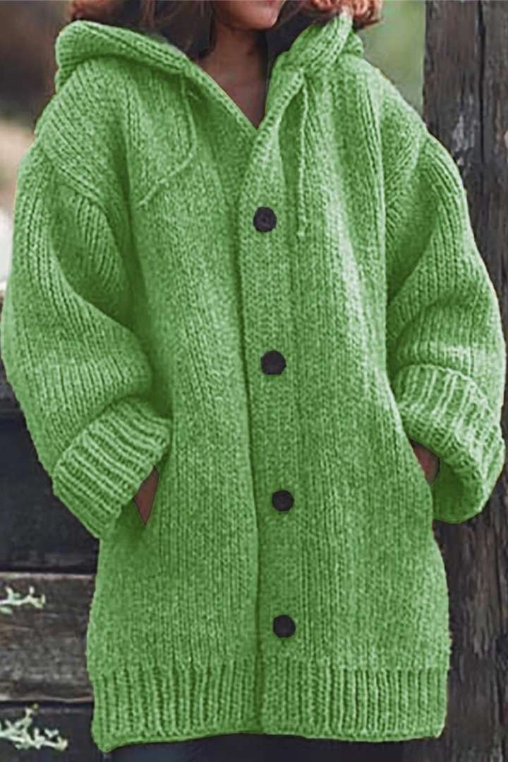 Cárdigan de punto oversize con capucha para mujer