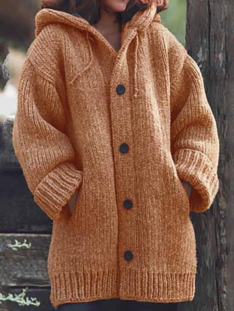 Cárdigan de punto oversize con capucha para mujer