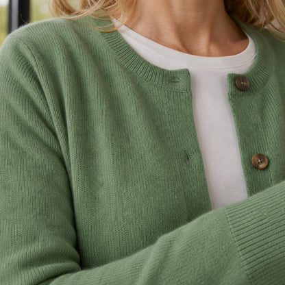 Cárdigan de punto para mujer con cuello redondo y botones