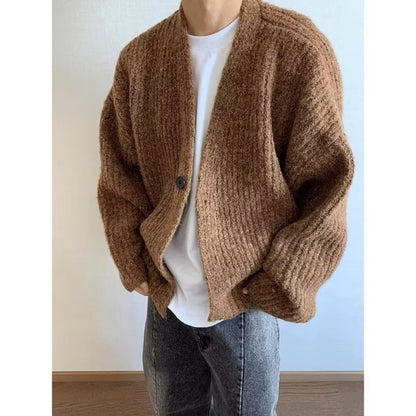 Cárdigan oversized moderno para hombre con cierre de botones