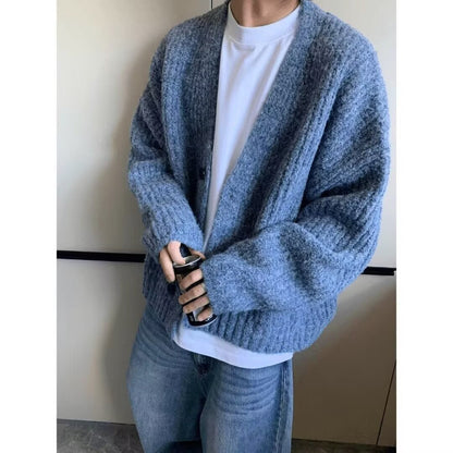 Cárdigan oversized moderno para hombre con cierre de botones