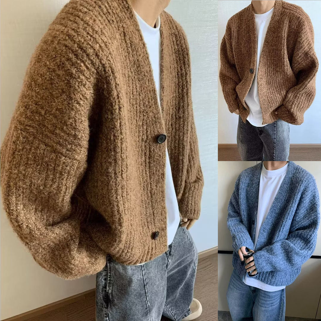 Cárdigan oversized moderno para hombre con cierre de botones