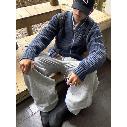 Cárdigan oversized moderno para hombre con cierre de botones