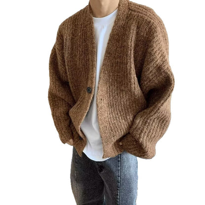 Cárdigan oversized moderno para hombre con cierre de botones