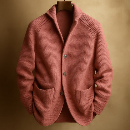 Cárdigan para hombre con cuello esmoquin y botones