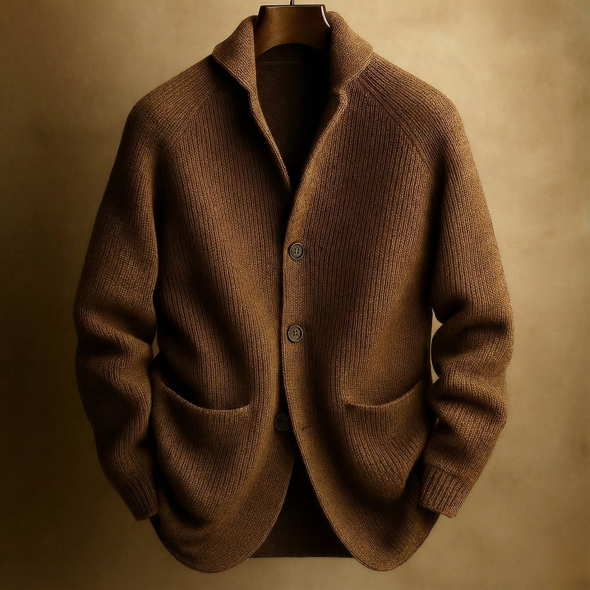 Cárdigan para hombre con cuello esmoquin y botones