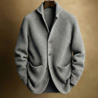 Cárdigan para hombre con cuello esmoquin y botones