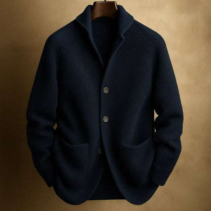Cárdigan para hombre con cuello esmoquin y botones