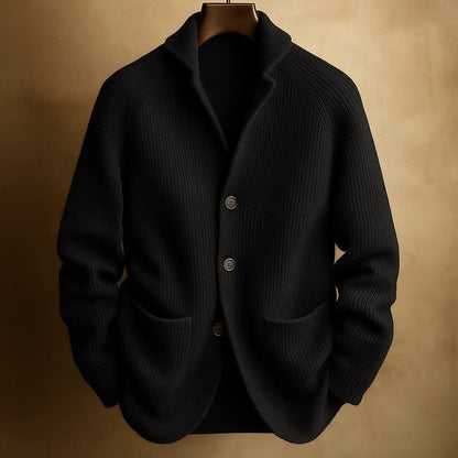 Cárdigan para hombre con cuello esmoquin y botones