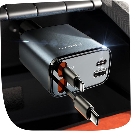 Cargador de Coche Retráctil 69W USB C