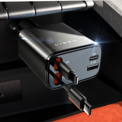 Cargador de Coche Retráctil 69W USB C