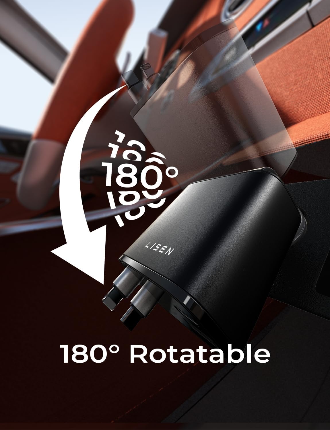 Cargador de Coche Retráctil 69W USB C