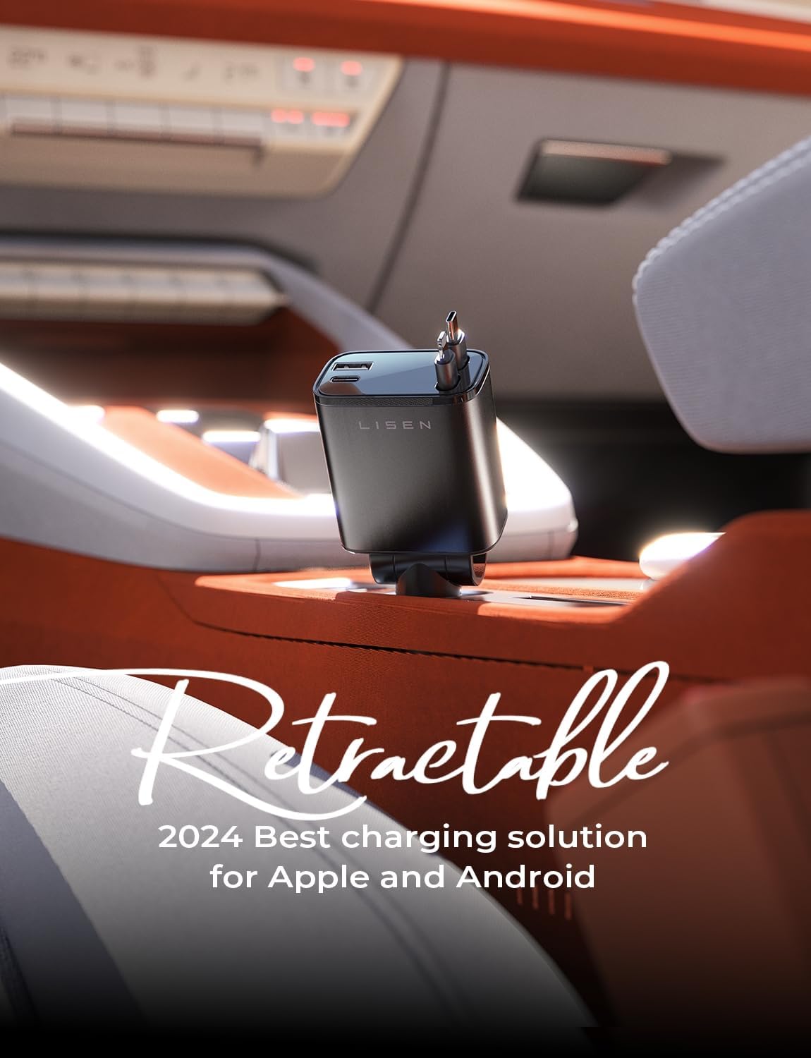 Cargador de Coche Retráctil 69W USB C