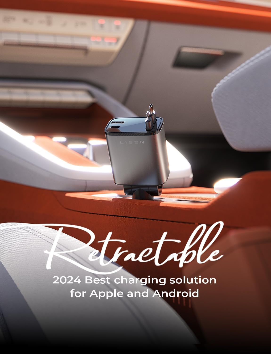 Cargador de Coche Retráctil 69W USB C