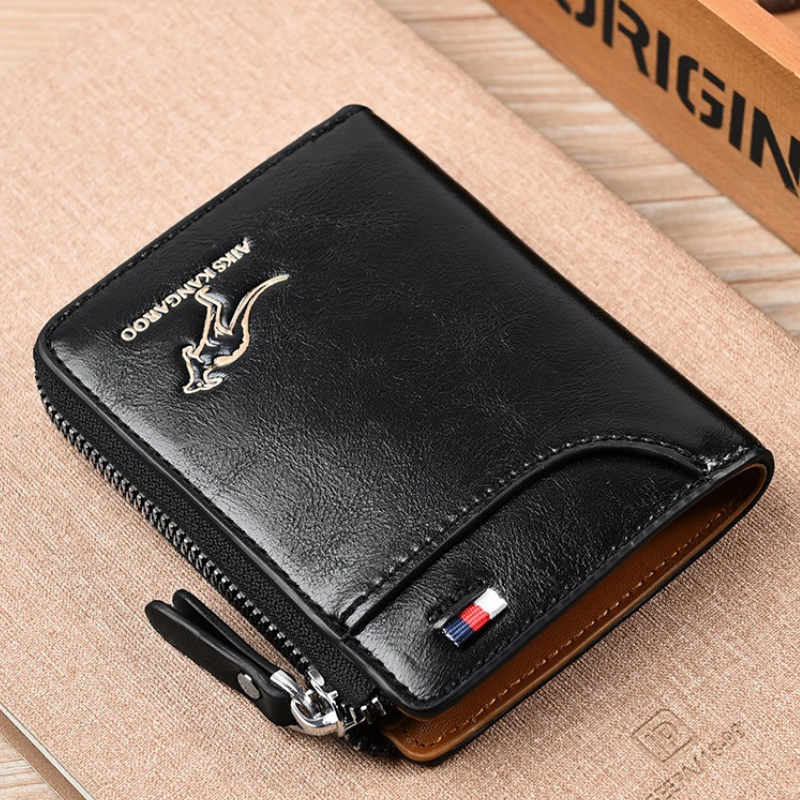 Cartera antirrobo de cuero genuino con protección RFID para hombre